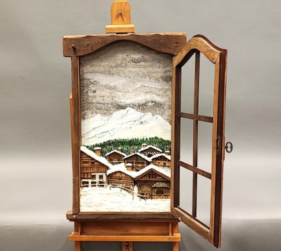 Tableau fenêtre représentant un village de...