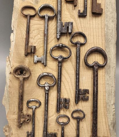 Collection of keys, some antique, arranged...