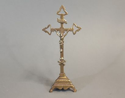 Bronze cross and bronze incense holder with...
