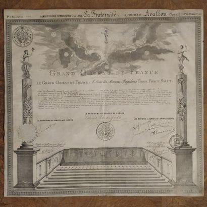 [Engraving]. [Freemasonry. Burgundy]. Constitutions...