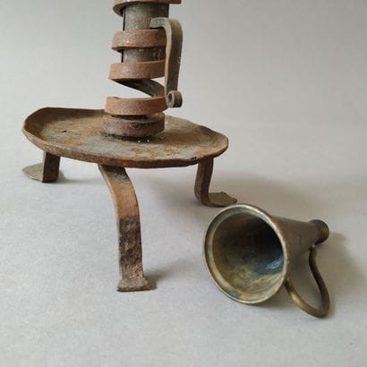 Wrought iron cellar rat 
With spiral socket,...