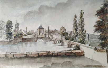 [Drawing. Burgundy]. Three Burgundian Landscapes,...