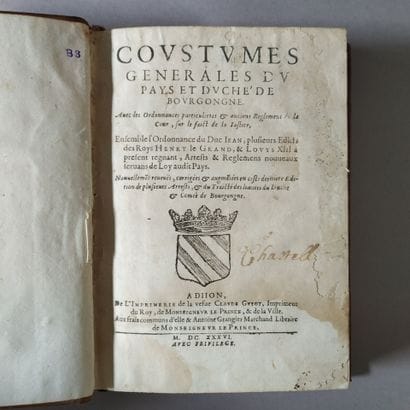 [Coutume. Bourgogne. 1636]. COUSTUMES GENERALES...