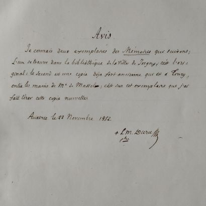 [Manuscript]. [Joigny. Burgundy]. DAVIER...