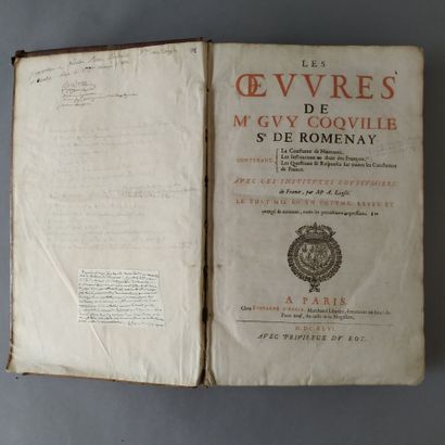 COQUILLE (Guy). Les oeuvres de Me Guy Coquille,...