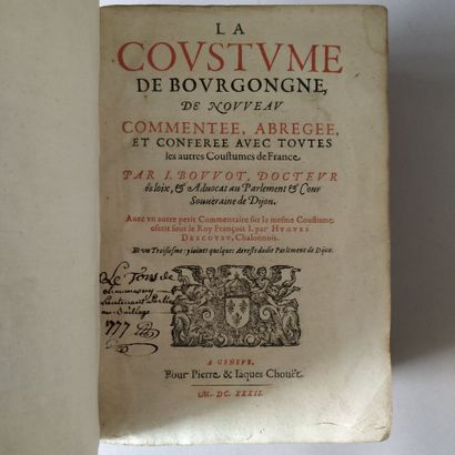 [Coutume. Bourgogne. 1632]. BOUVOT (J.);...
