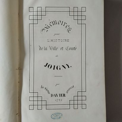 [Manuscript]. [Joigny. Burgundy]. DAVIER...