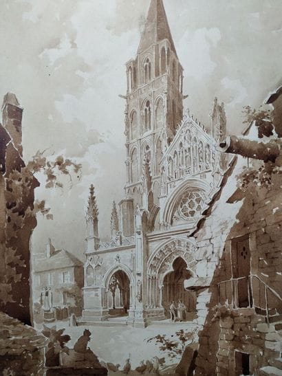 Robert PRÉVOST 
The church of Saint-Père-sous-Vézelay
Wash...