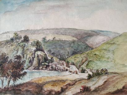[Drawing. Burgundy]. Three Burgundian Landscapes,...