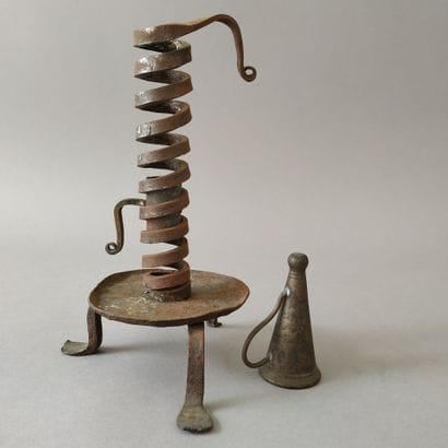 Wrought iron cellar rat 
With spiral socket,...