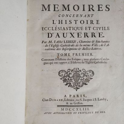 LEBEUF (Jean). Memoirs concerning the ecclesiastical...