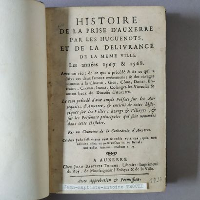 [LEBEUF (Jean)]. Histoire de la prise d'Auxerre...