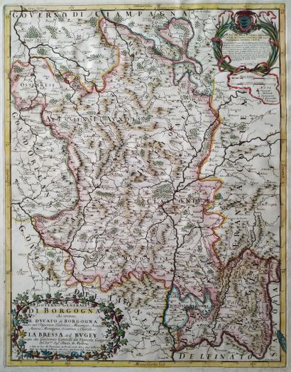 [Map of Burgundy]. CANTELLI (Giacomo). Governo...