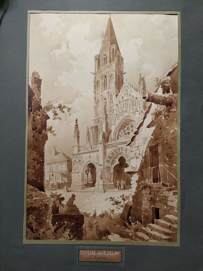 Robert PRÉVOST 
The church of Saint-Père-sous-Vézelay
Wash...