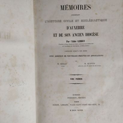 LEBEUF (Jean). Mémoires concernant l'histoire...
