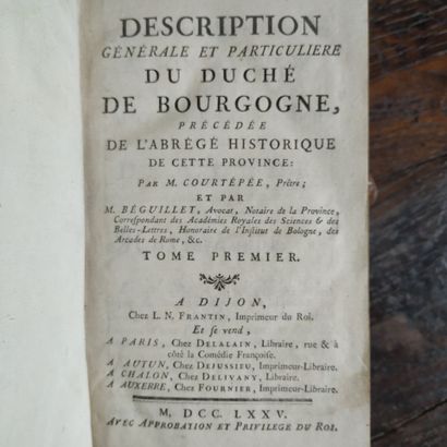 COURTÉPÉE (Claude); BEGUILLET (Edme). Description...