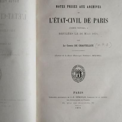 CHASTELLUX (H.-P.-C. de). Notes prises aux...