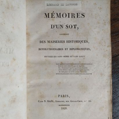 [LOMBARD DE LANGRES (Vincent). Mémoires d'un...