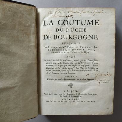 [Coutume. Bourgogne. 1717]. VILLERS (Philippe...