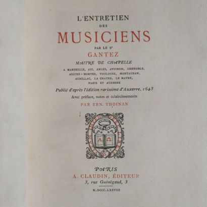 GANTEZ (Annibal). L'Entretien des musiciens,...