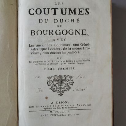 [Coutume. Bourgogne. 1742-1746]. LES COUTUMES...