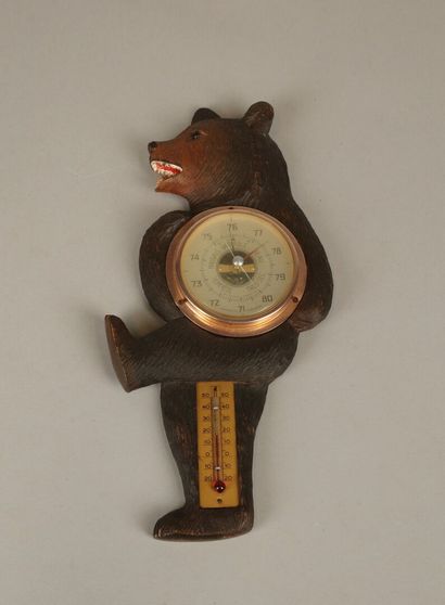 Carved barometer/thermometer bear 
H 30 ...