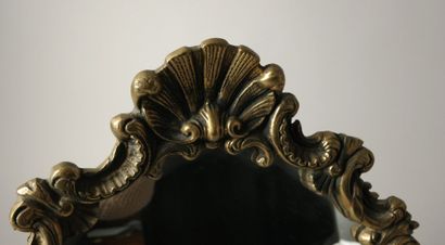 Psyché or table mirror in bronze with cherubs,...
