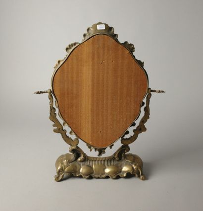 Psyché or table mirror in bronze with cherubs,...