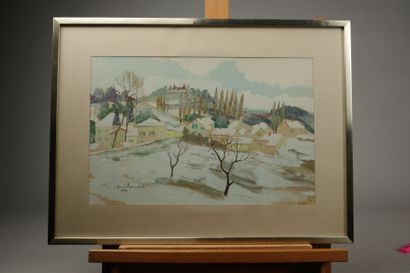 Renée BERNARD (1906-2004). View of Saint-Jeoire-Prieuré
Gouache...