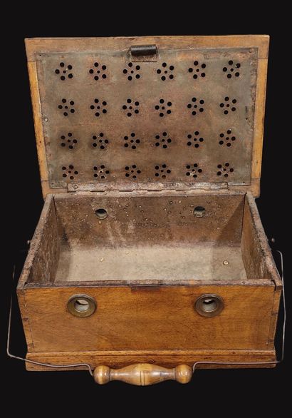 Moulded walnut heater with openwork metal...