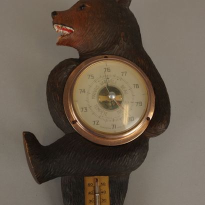 Carved barometer/thermometer bear 
H 30 ...