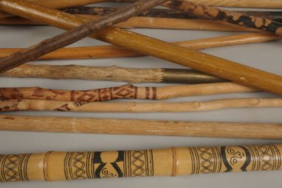Set of canes, mainly bentwood, ice-axe cane,...