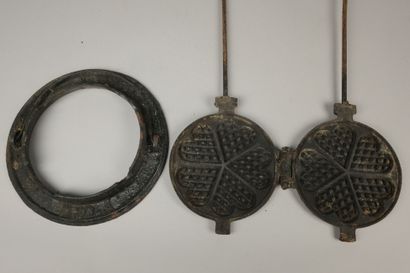 Cast-iron waffle mould with stand. Mould...