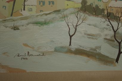 Renée BERNARD (1906-2004). View of Saint-Jeoire-Prieuré
Gouache...