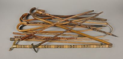 Set of canes, mainly bentwood, ice-axe cane,...