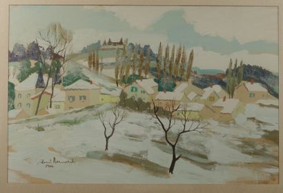 Renée BERNARD (1906-2004). View of Saint-Jeoire-Prieuré
Gouache...