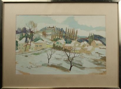 Renée BERNARD (1906-2004). View of Saint-Jeoire-Prieuré
Gouache...