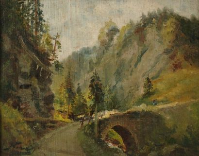 Joseph HUVEY (1844-1919). Landscape with...