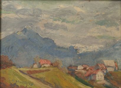 Paul MOSSU ( 1905-1987). Mountain village...