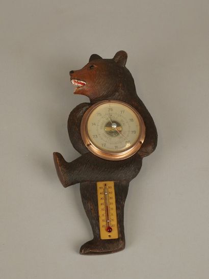 Carved barometer/thermometer bear 
H 30 ...