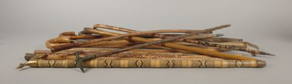 Set of canes, mainly bentwood, ice-axe cane,...