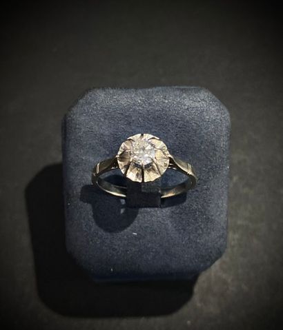 Solitaire ring in 18K white gold (eagle)...