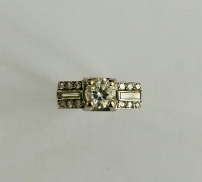 Ring set with a half-cut diamond with two...
