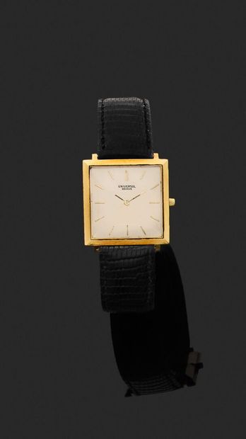 UNIVERSAL
MEN'S BRACELET WATCH, square case...