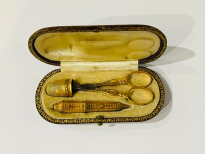 Sewing kit in 18K (750/000) yellow gold,...