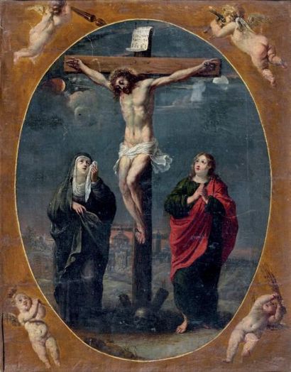 École française vers 1650
Le Christ en croix...