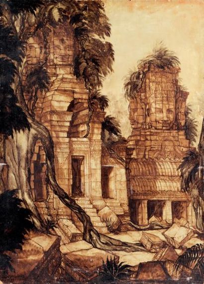 André MAIRE (1898-1984)
Vue du Temple d'Angkor...