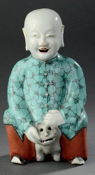 Personnage Hehe en porcelaine famille rose,...