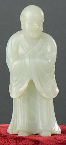 Statuette de Lohan en jade céladon, représenté...