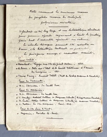 (Polynesia) — [ROLLIN (Dr. Louis)]. Notes...